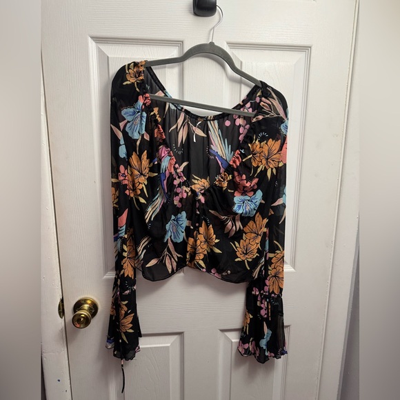 Free People Black Floral Blouse - Picture 2 of 5